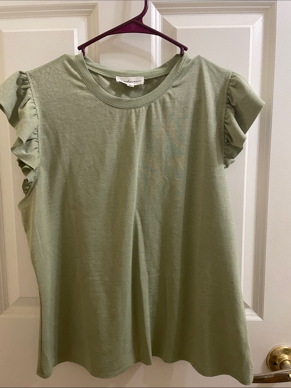 Women's Sage Green Ruffle Sleeve Tee